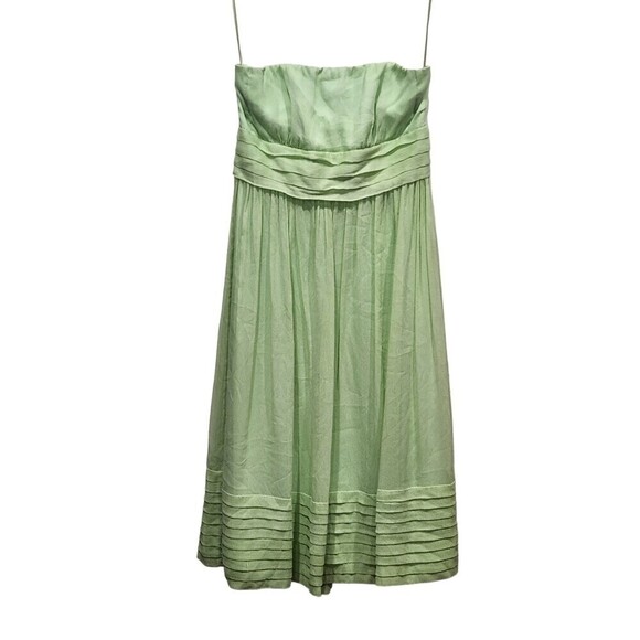 J. Crew Juliet Mint Green 100% Silk Chiffon Strapless Midi Dress, 4 - Picture 2 of 8